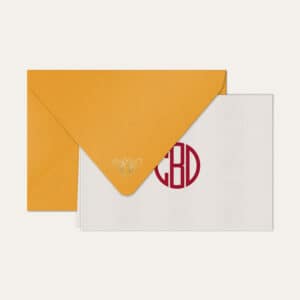 Papel de carta personalizado com monograma gatsby em bordo e envelope amarelo