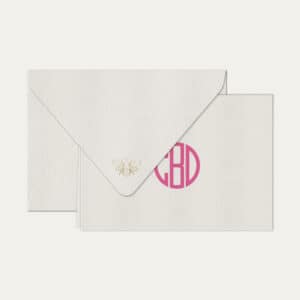 Papel de carta personalizado com monograma gatsby em pink e envelope branco