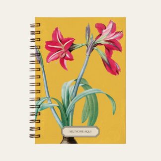 Planner personalizado com estampada botânica amarela com ilustração de flor hibisco Colmeias Design