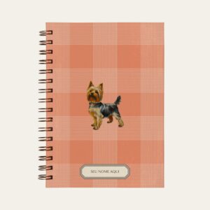 Planner personalizado com estampada vichy xadrez com ilustração de cachorro yorkshire Colmeias Design